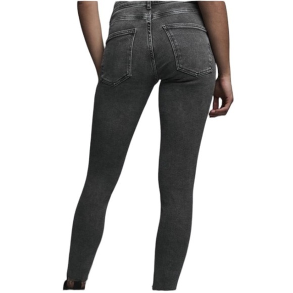 Zara Skinny Distressed Raw Hem Jeans Grey Woman’s Size 2 - Picture 2 of 12